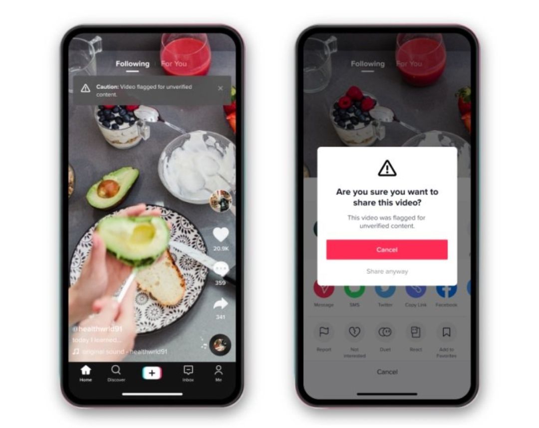 Aviso de contenido no adecuado en TikTok. Aviso de contenido no adecuado en TikTok.