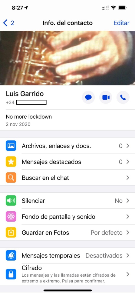 El perfil de Luis Garrido en WhatsApp El perfil de Luis Garrido en WhatsApp