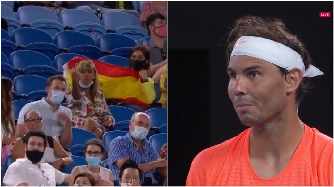 Momento en el que la señora hace una peineta a Rafa Nadal Momento en el que la señora hace una peineta a Rafa Nadal