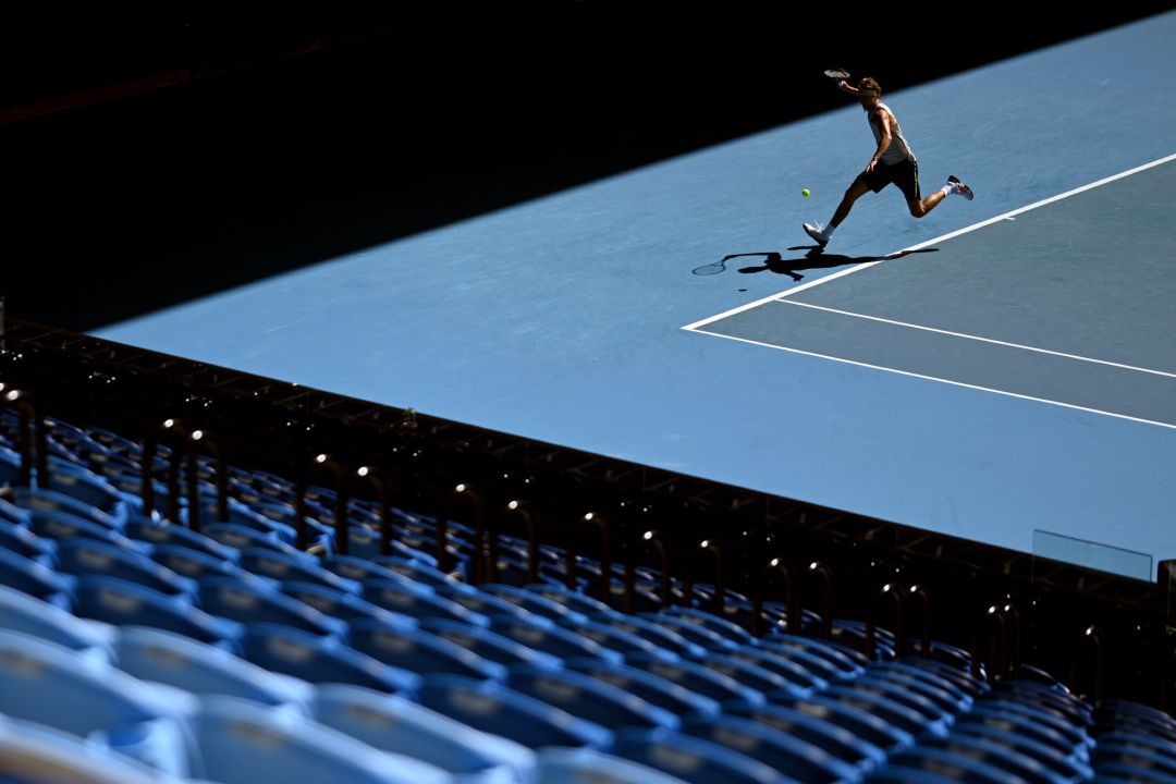Estadio vacío en el Open de Australia. Estadio vacío en el Open de Australia.