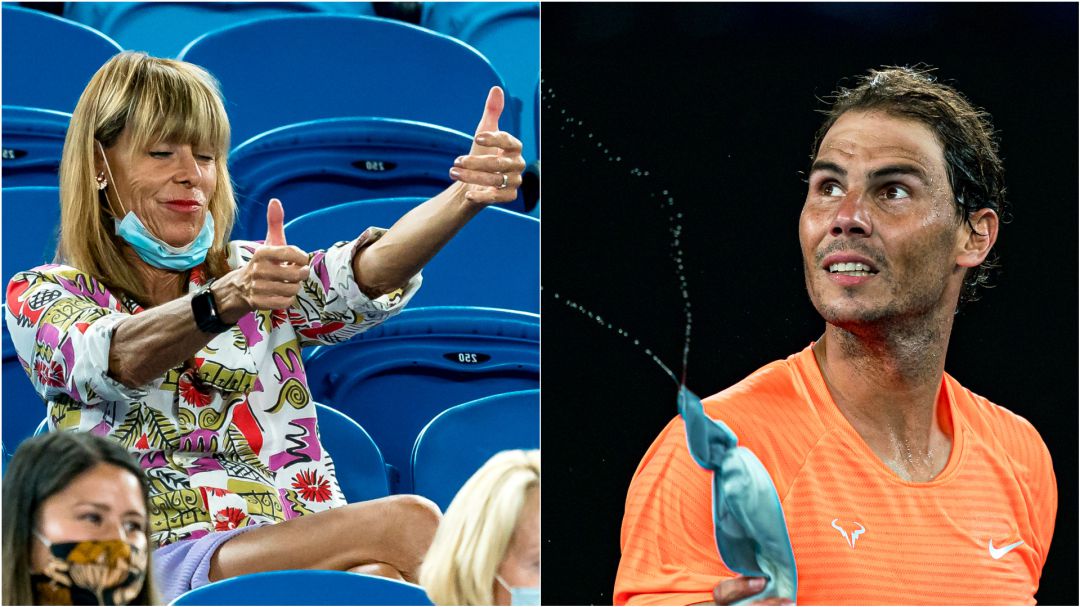 Rafa Nadal, en el momento de una de las peinetas por parte de la aficionada Rafa Nadal, en el momento de una de las peinetas por parte de la aficionada