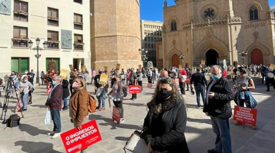 Protesta de ASHOCAS en la plaza Mayor de Castelló Protesta de ASHOCAS en la plaza Mayor de Castelló