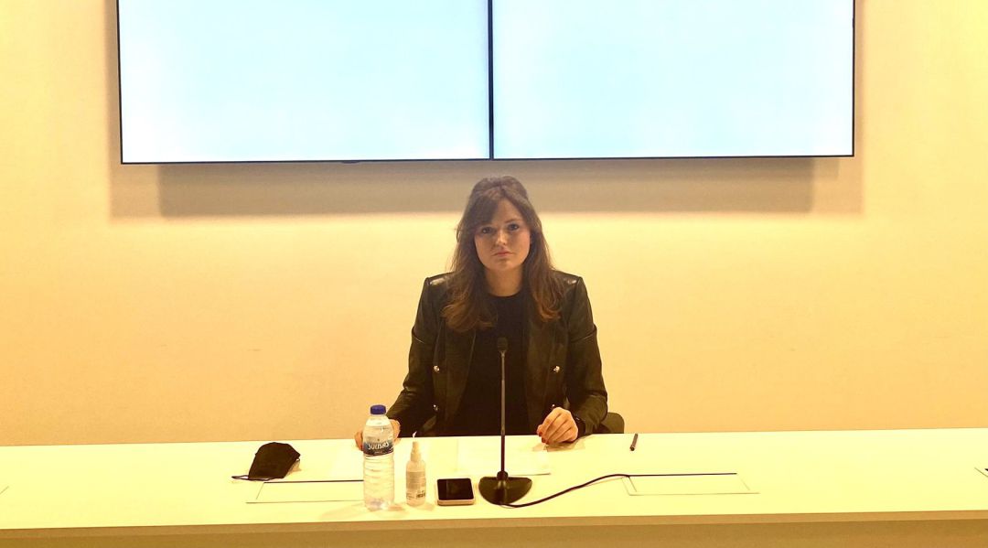 Montse Lama durante su comparecencia Montse Lama durante su comparecencia
