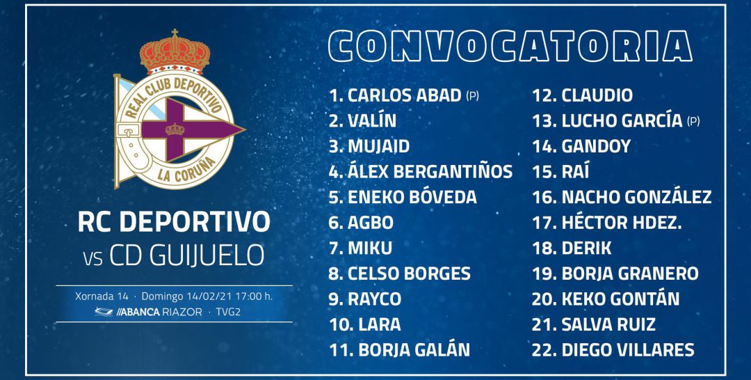 Convocatoria del Deportivo Convocatoria del Deportivo