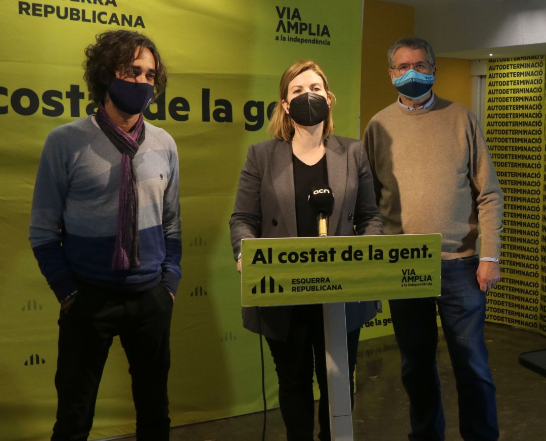Cap de llista d'ERC per Tarragona, Raquel Sans, acompanyada pel candidat Carles Castillo i l'alcalde de Tarragona, Pau Ricomà. Cap de llista d'ERC per Tarragona, Raquel Sans, acompanyada pel candidat Carles Castillo i l'alcalde de Tarragona, Pau Ricomà.