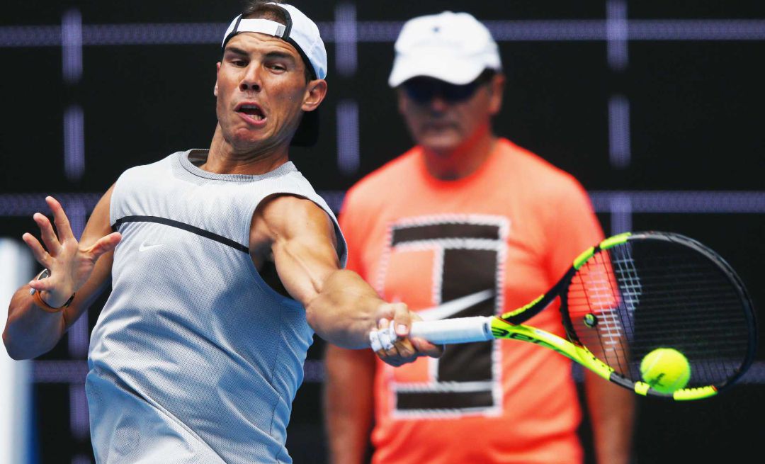 Rafa y Toni Nadal, en el Open de Australia de 2017. Rafa y Toni Nadal, en el Open de Australia de 2017.
