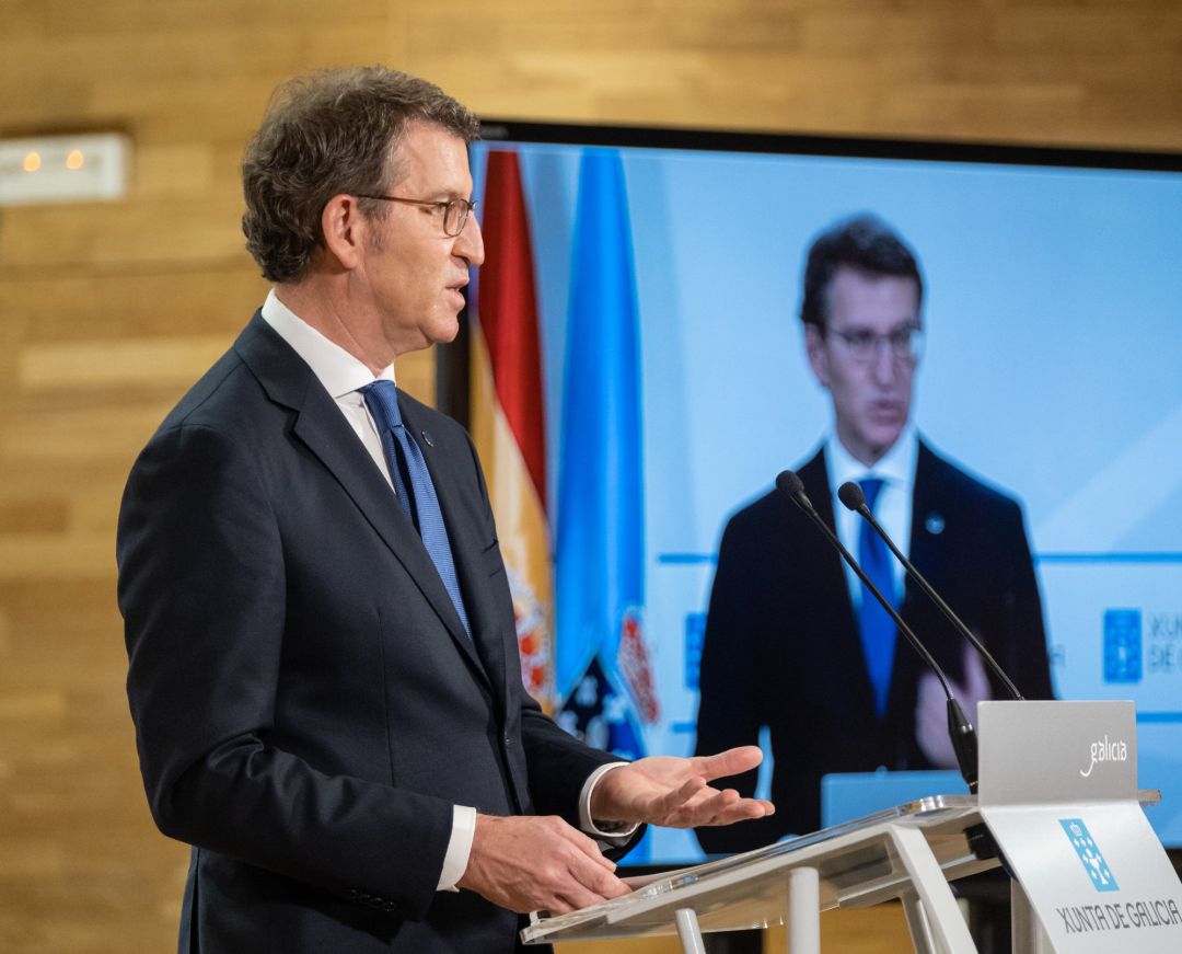Alberto Nüñez Feijóo en rueda de prensa tras el Consello de la Xunta del 11 de febrero de 2021. Alberto Nüñez Feijóo en rueda de prensa tras el Consello de la Xunta del 11 de febrero de 2021.