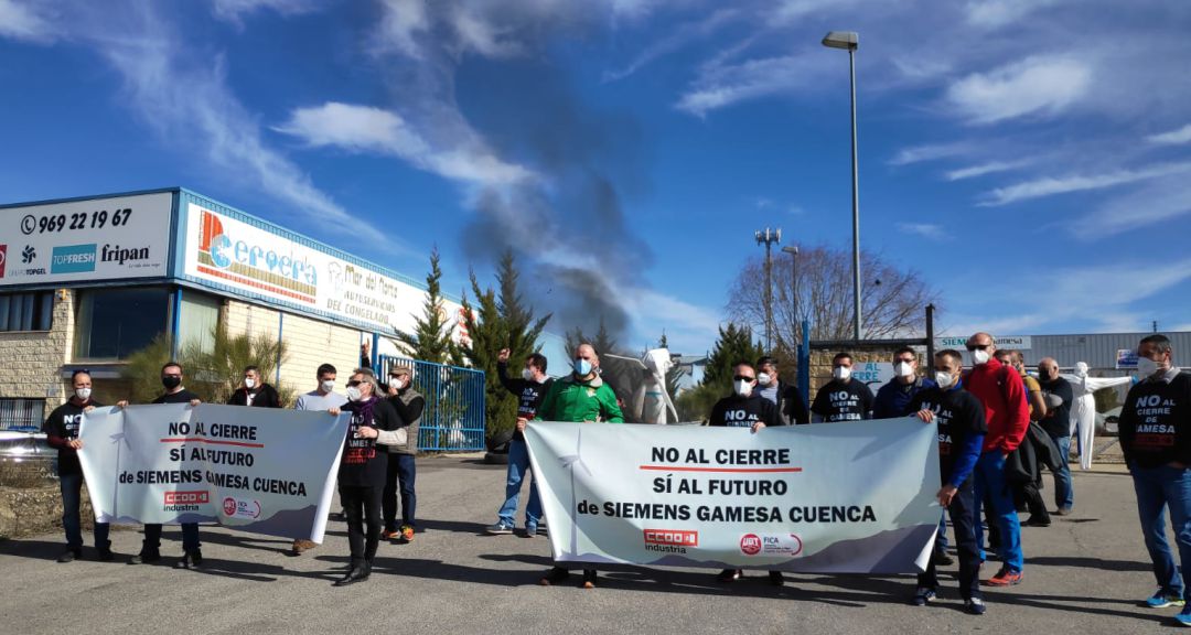 Protesta de los trabajadores de Siemens Gamesa esta semana en Cuenca Protesta de los trabajadores de Siemens Gamesa esta semana en Cuenca