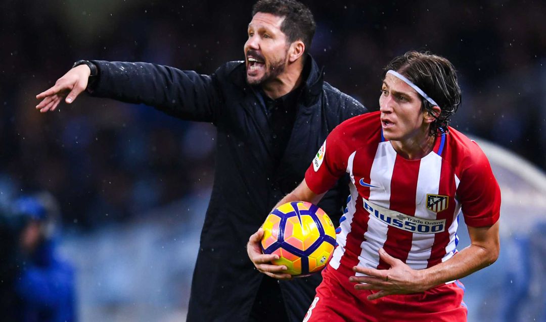 Diego Simeone y Filpe Luis. Diego Simeone y Filpe Luis.