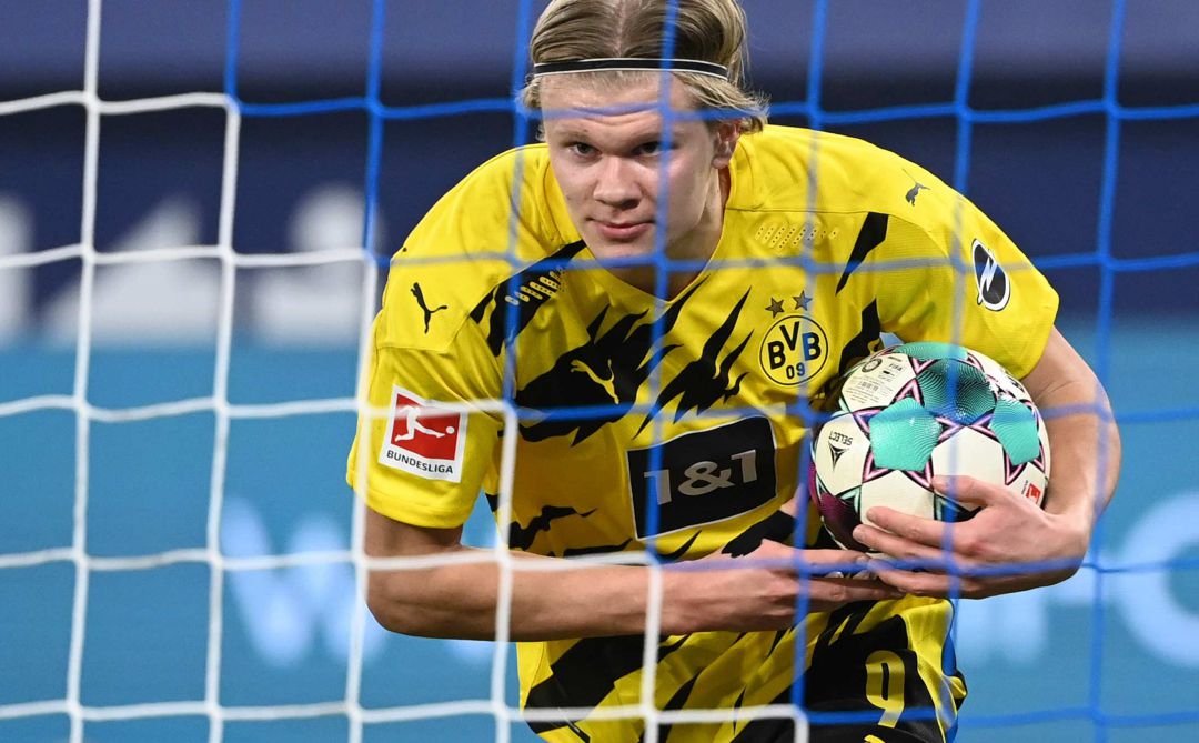 Haaland celebra un gol con el Borussia Dortmund. Haaland celebra un gol con el Borussia Dortmund.