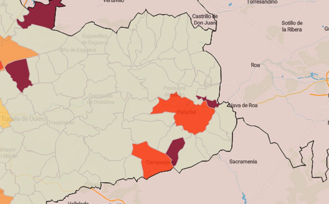 La actual situación a siete días vista de la incidencia del coronavirus en la comarca del Campo de Peñafiel, según el Servivio de Epidemiología de la Junta de Castilla y León. La actual situación a siete días vista de la incidencia del coronavirus en la comarca del Campo de Peñafiel, según el Servivio de Epidemiología de la Junta de Castilla y León.