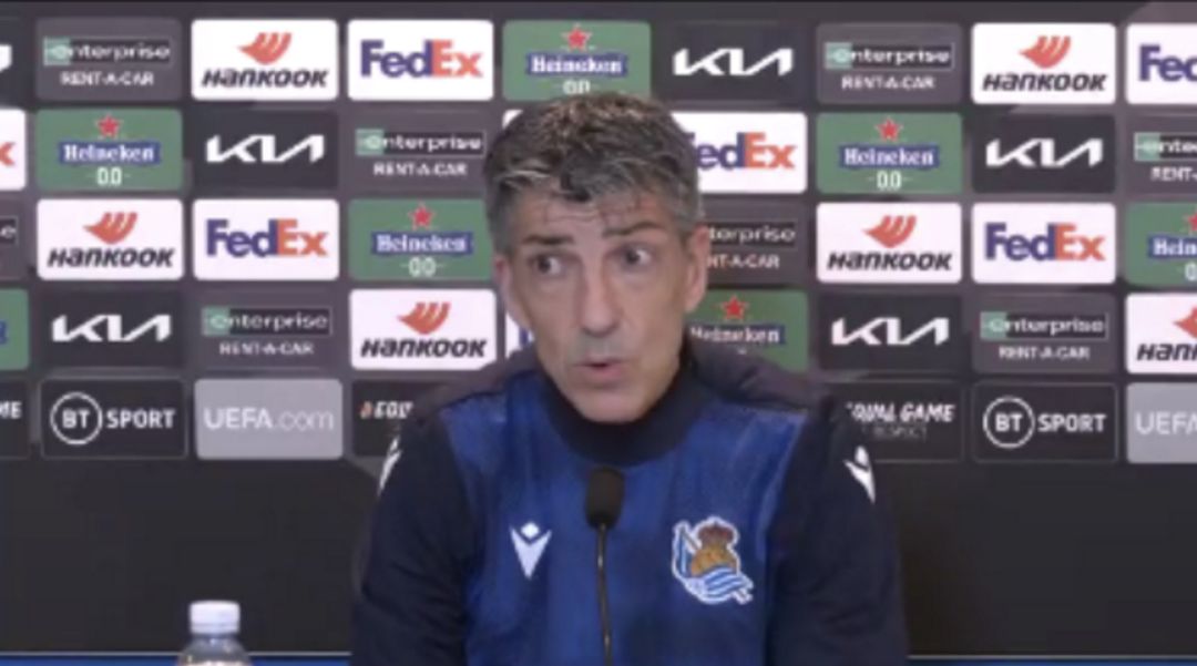 Imanol en la rueda de prensa previa al partido de Old Trafford Imanol en la rueda de prensa previa al partido de Old Trafford