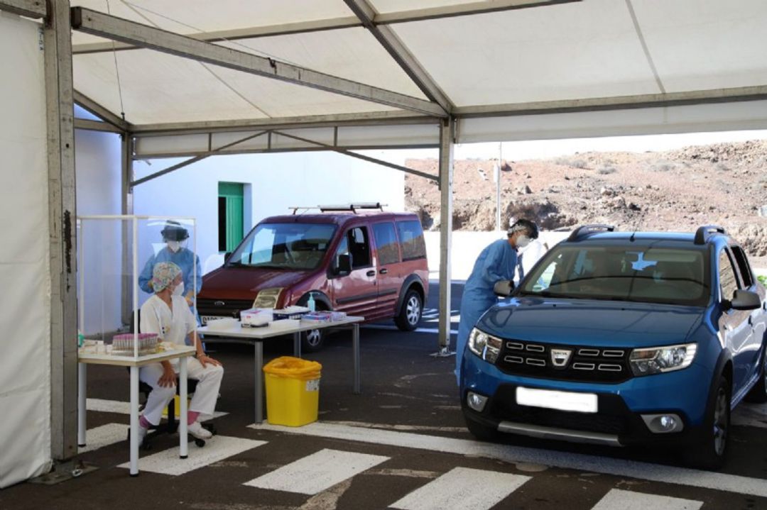 Imagen de archivo del Covid Auto en Arrecife, Lanzarote. Imagen de archivo del Covid Auto en Arrecife, Lanzarote.
