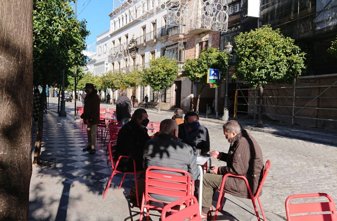 Una terraza del centro de Jerez Una terraza del centro de Jerez