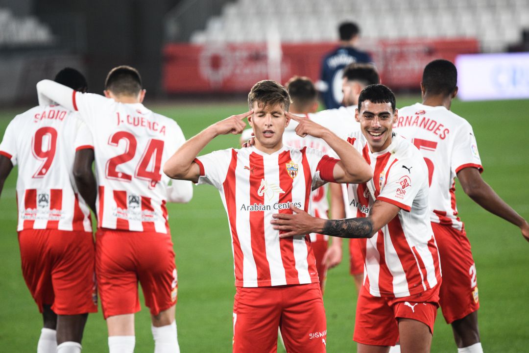 José Corpas celebrando el doblete frente al Lugo. José Corpas celebrando el doblete frente al Lugo.