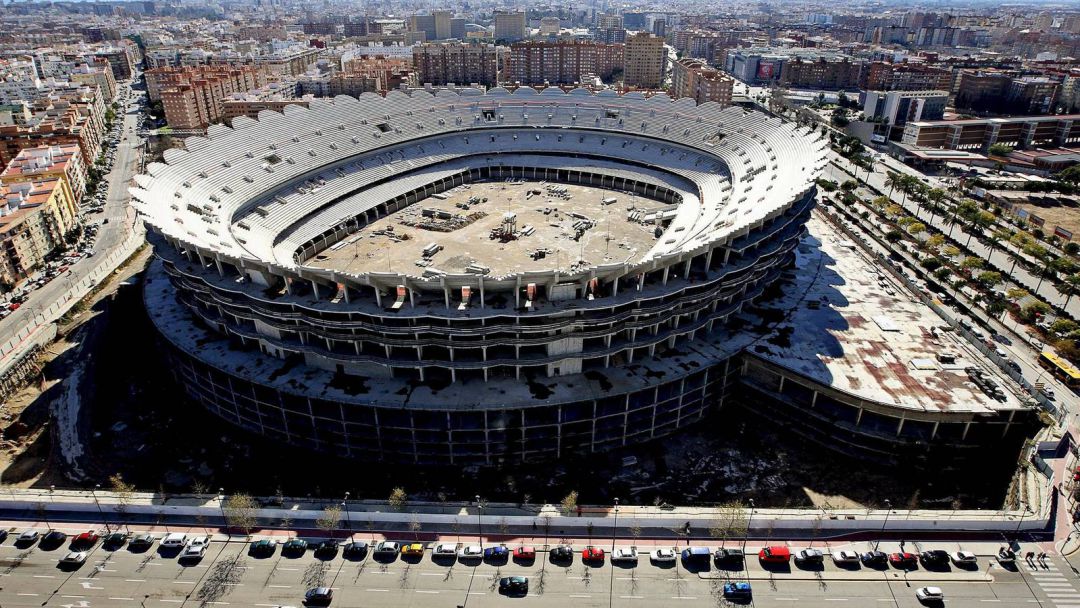 Vista panorámica del Nuevo Mestalla. Vista panorámica del Nuevo Mestalla.