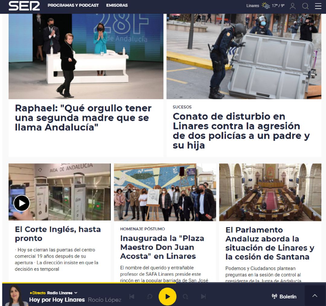 Portada de la web radiolinares.es Portada de la web radiolinares.es