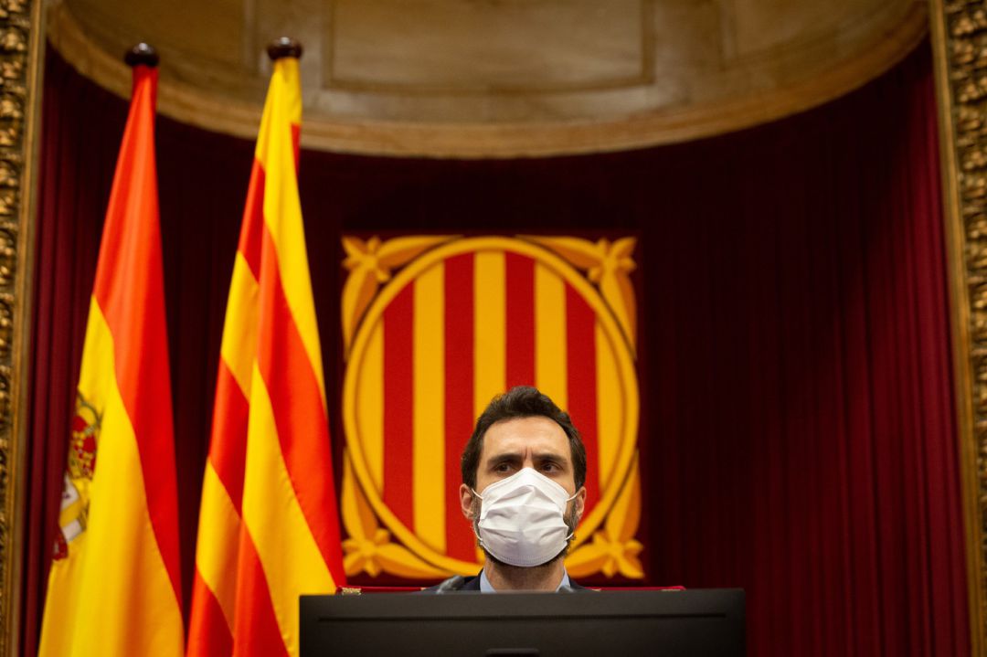 El presidente del Parlament, Roger Torrent, en el pleno del 16 de diciembre de 2020. El presidente del Parlament, Roger Torrent, en el pleno del 16 de diciembre de 2020.