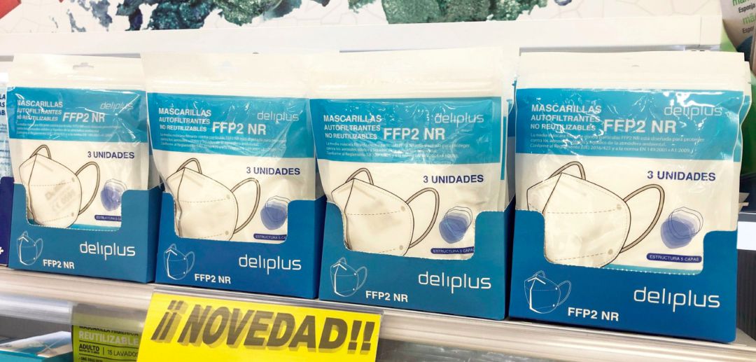 Mascarillas FFP2 en un supermercado Mercadona Mascarillas FFP2 en un supermercado Mercadona