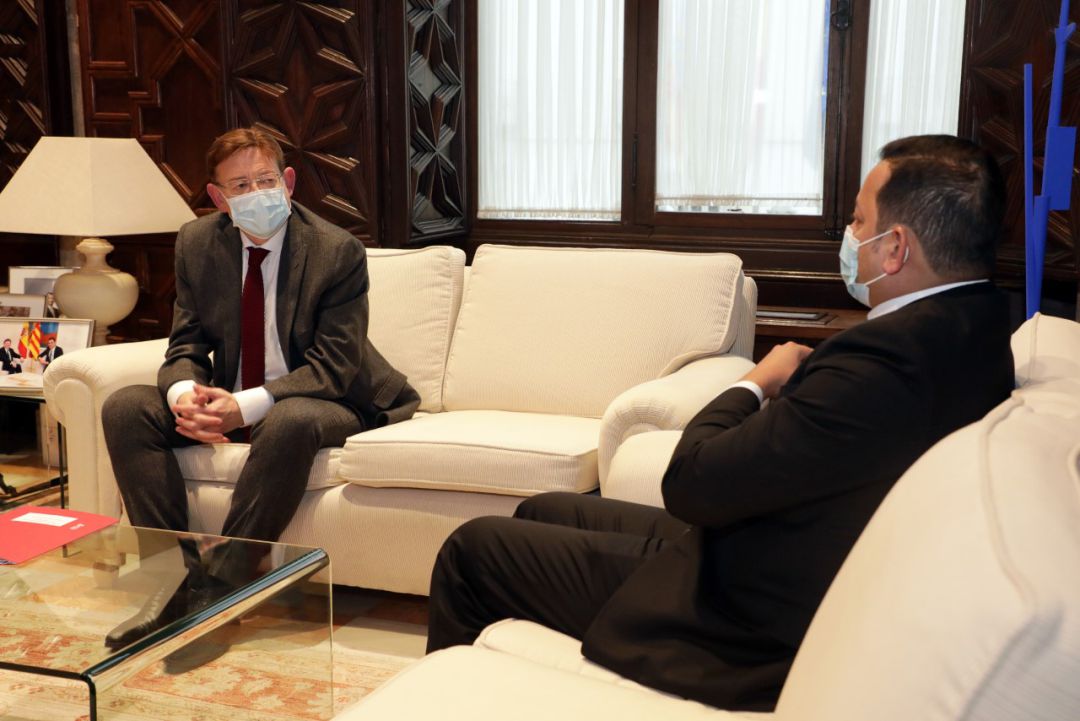 Ximo Puig y Anil Murthy, en su reunión de esta tarde. Ximo Puig y Anil Murthy, en su reunión de esta tarde.