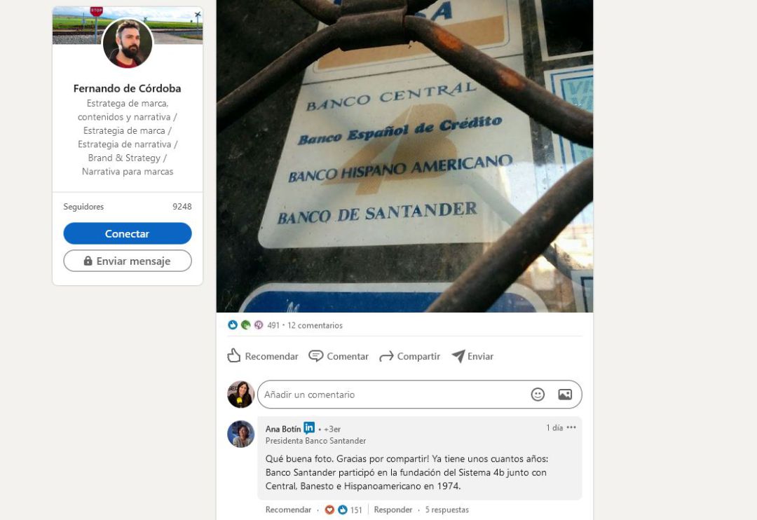 El comentario de Ana Botín en LinkedIn El comentario de Ana Botín en LinkedIn