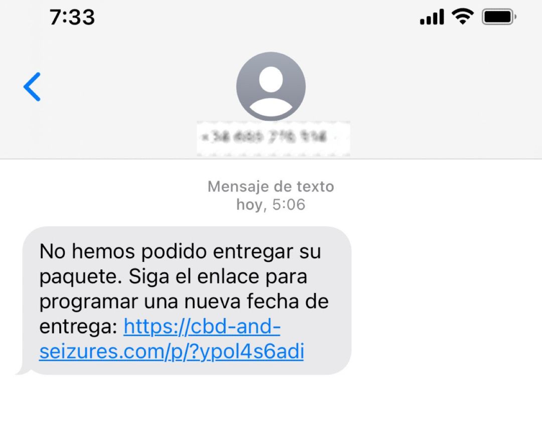 Así aparece el mensaje al recibirlo en el teléfono móvil Así aparece el mensaje al recibirlo en el teléfono móvil