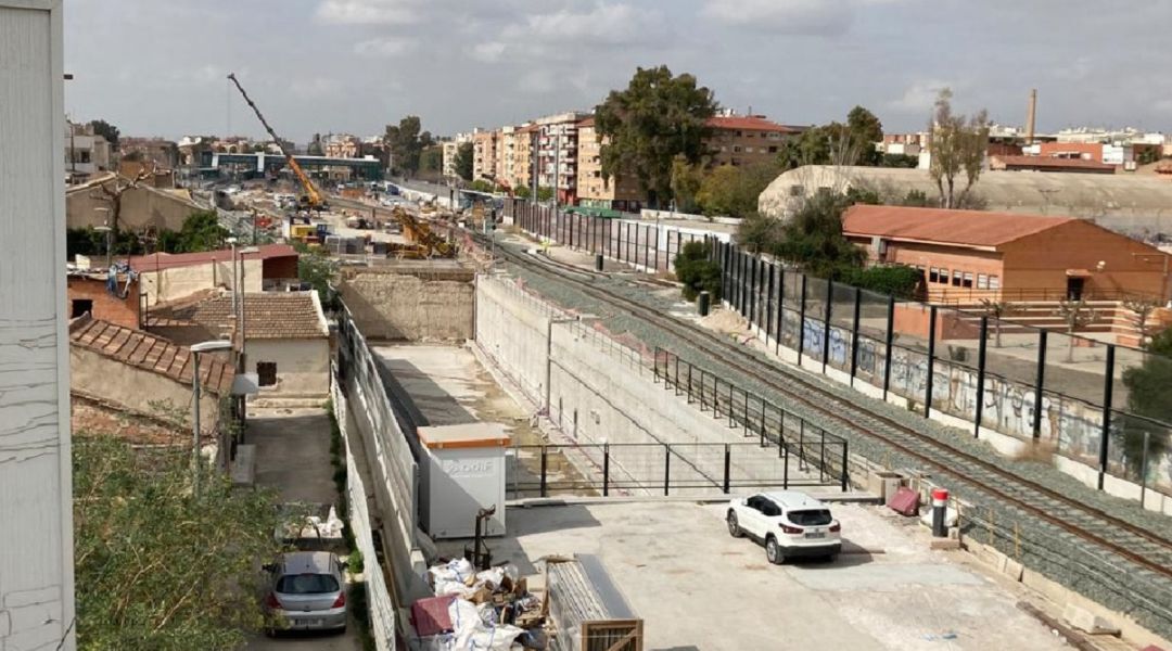 Imagen de las obras del soterramiento en la estación del Carmen de Murcia Imagen de las obras del soterramiento en la estación del Carmen de Murcia