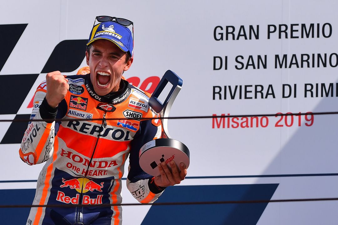 Márquez celebra su victoria en el GP de Misano 2019 Márquez celebra su victoria en el GP de Misano 2019
