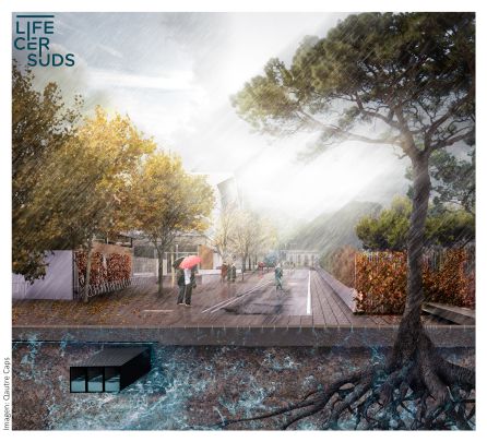 Simulación de cómo se comporta el material reutilizado ante una lluvia torrencial Simulación de cómo se comporta el material reutilizado ante una lluvia torrencial