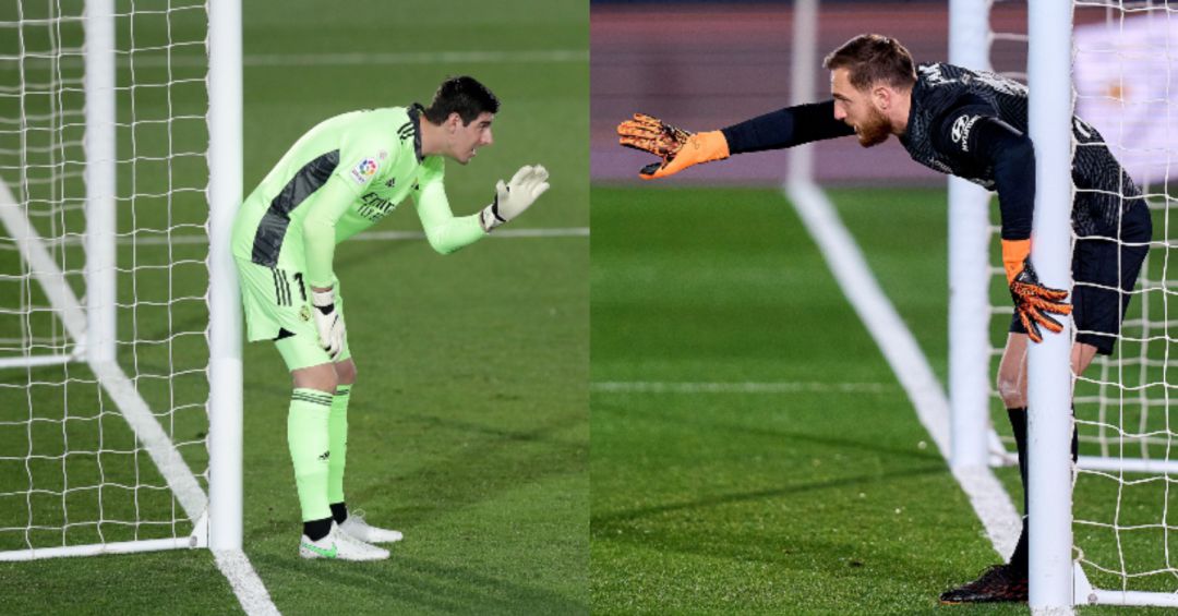 Courtois y Oblak, porteros del Real Madrid y Atlético de Madrid, respectivamente. Courtois y Oblak, porteros del Real Madrid y Atlético de Madrid, respectivamente.