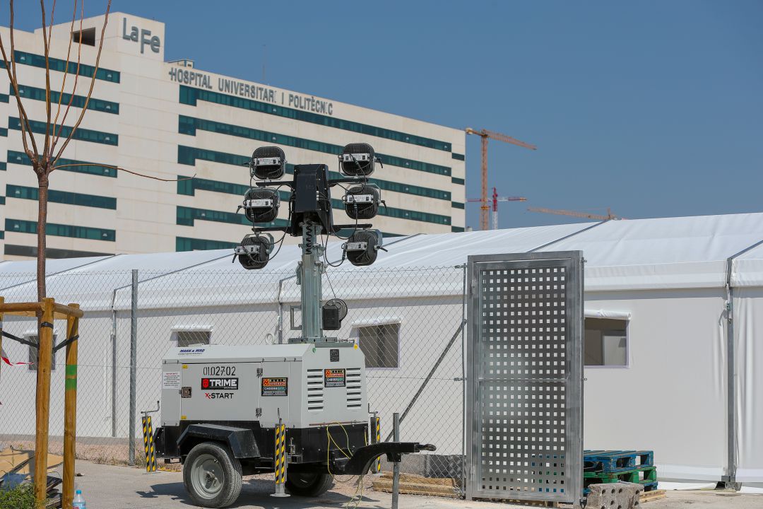 El hospital de campaña de València, junto al hospital La Fe de la ciudad. El hospital de campaña de València, junto al hospital La Fe de la ciudad.