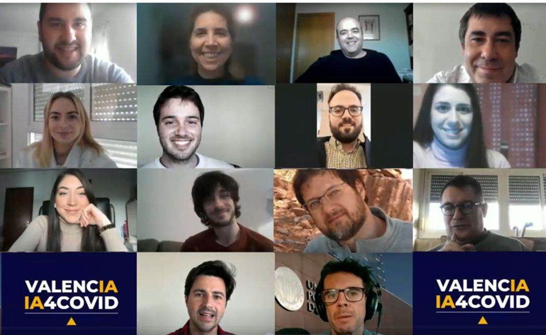 El equipo Valencia IA4COVID, liderado por Nuria Oliver, durante una reunión telemática El equipo Valencia IA4COVID, liderado por Nuria Oliver, durante una reunión telemática