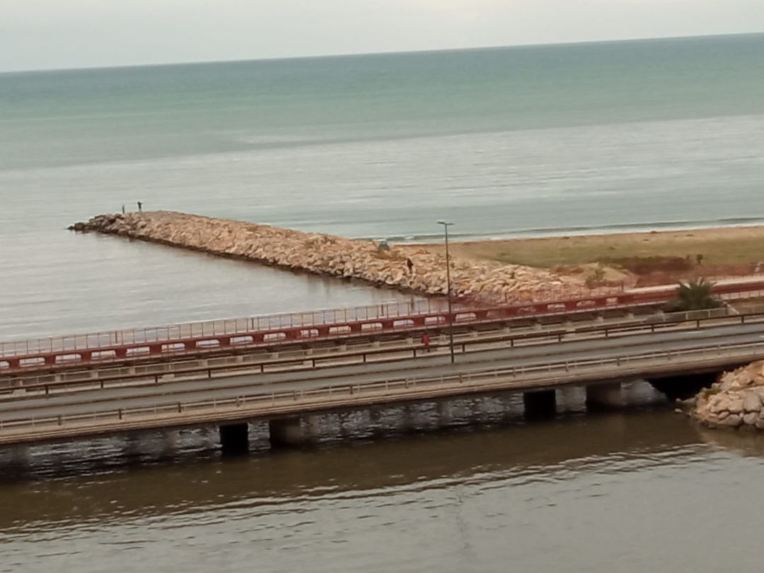Espigón en San Gabriel, donde se aprecia la diferente densidad del vertido al barranco, tras las últimas lluvias, hacia el área protegida de la playa y la toma de agua de las desaladoras. Espigón en San Gabriel, donde se aprecia la diferente densidad del vertido al barranco, tras las últimas lluvias, hacia el área protegida de la playa y la toma de agua de las desaladoras.
