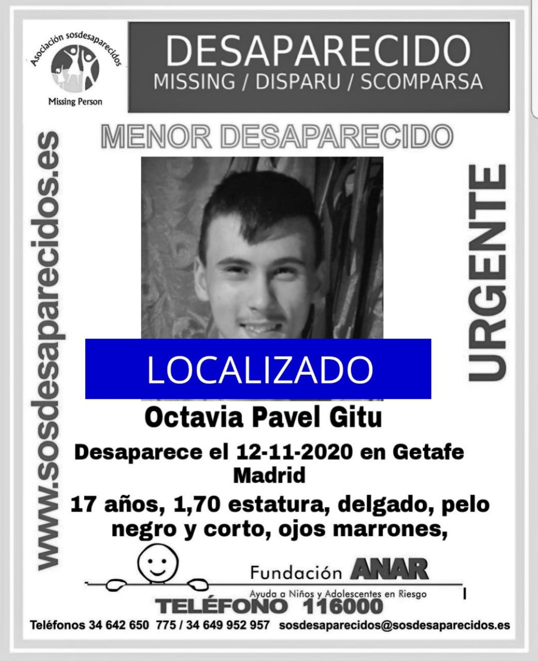 Octavia había desaparecido el pasado mes de noviembre en Getafe Octavia había desaparecido el pasado mes de noviembre en Getafe