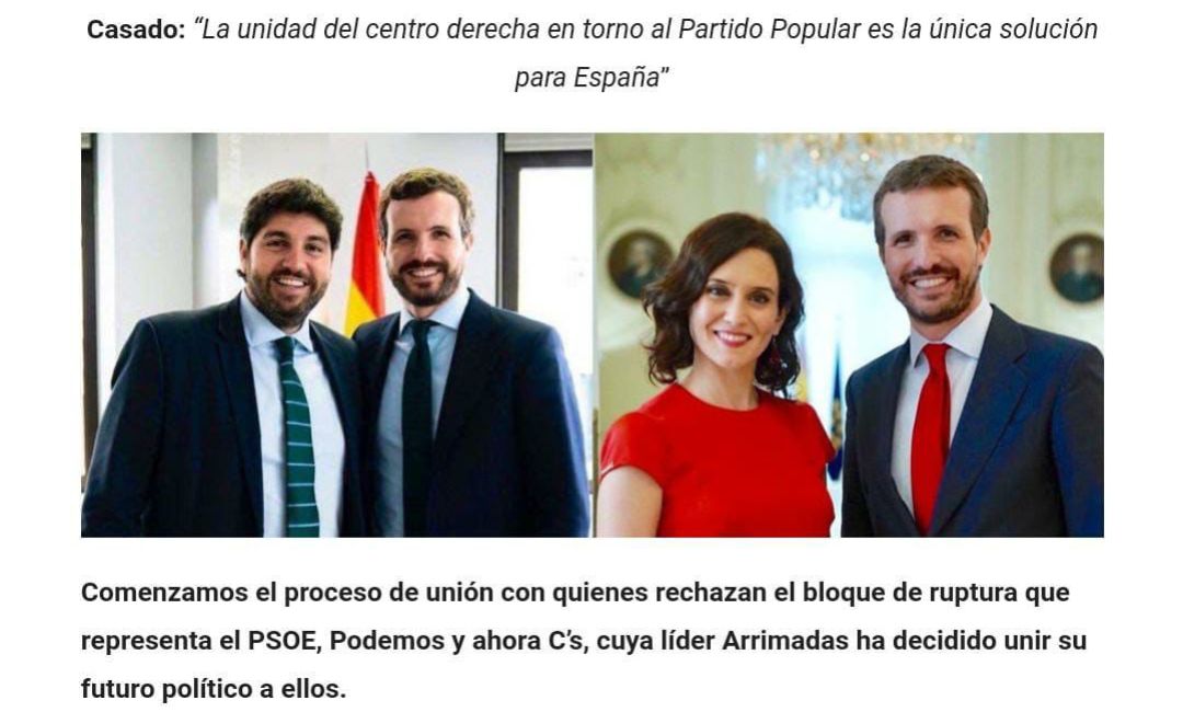 Mensaje de WhatsApp que está mandando el Partido Popular. Mensaje de WhatsApp que está mandando el Partido Popular.