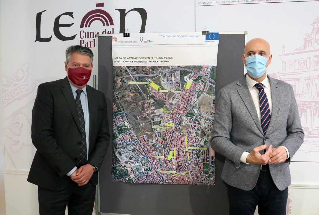 José Antonio Diez, alcalde de León, acompañado por el concejal de Desarrollo Urbano, Luis Miguel García Copete José Antonio Diez, alcalde de León, acompañado por el concejal de Desarrollo Urbano, Luis Miguel García Copete