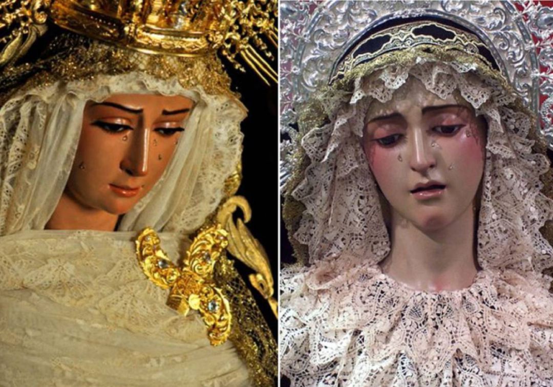 La Virgen de la Cabeza, a la izquierda, junto a la Virgen del Amor La Virgen de la Cabeza, a la izquierda, junto a la Virgen del Amor