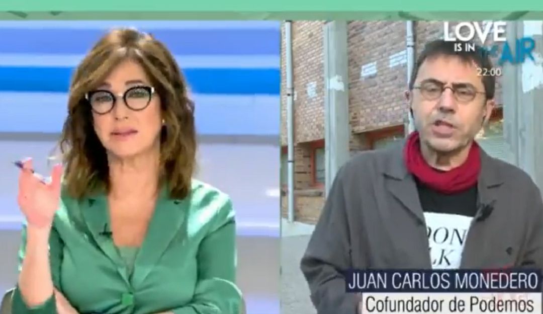 Ana Rosa Quintana y Juan Carlos Monedero durante su discusión. Ana Rosa Quintana y Juan Carlos Monedero durante su discusión.