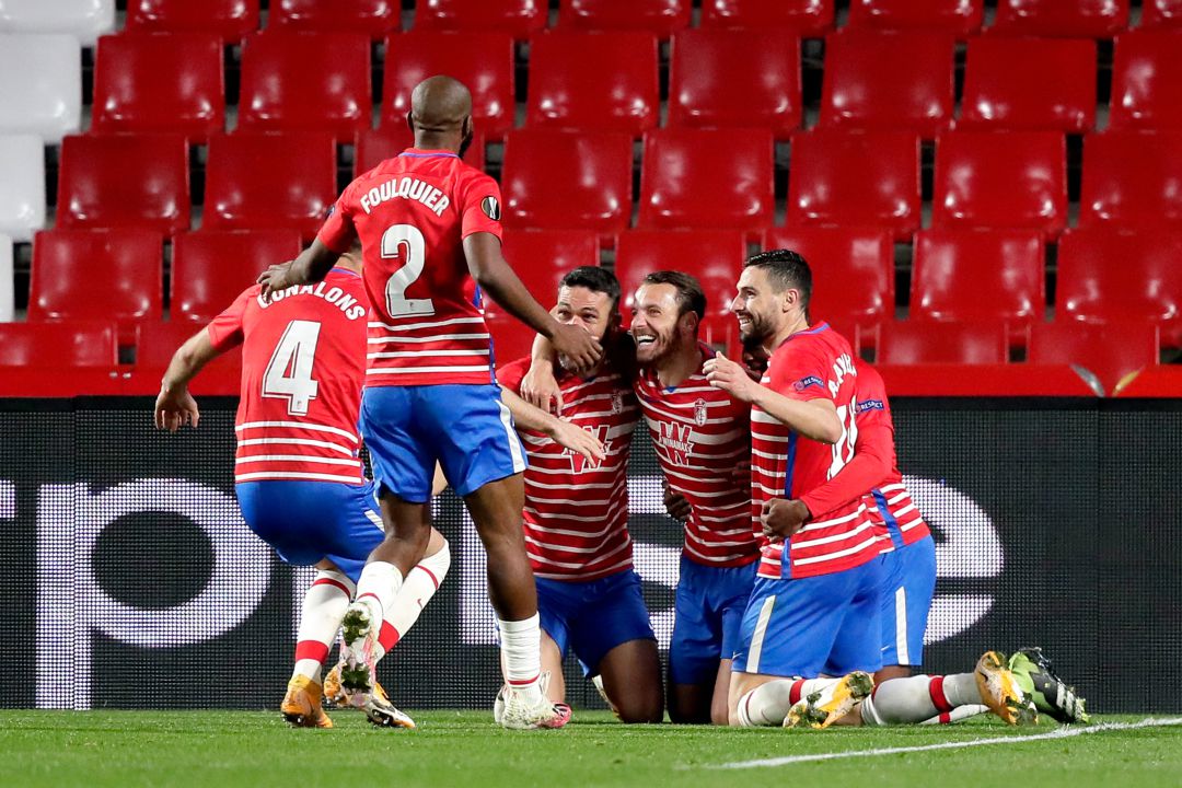 El Granada celebra el gol de Roberto Soldado al Molde El Granada celebra el gol de Roberto Soldado al Molde