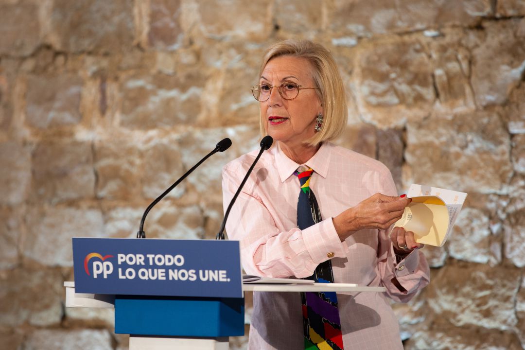 Rosa Díez durante un acto de la campaña electoral del PP en 2019. Rosa Díez durante un acto de la campaña electoral del PP en 2019.