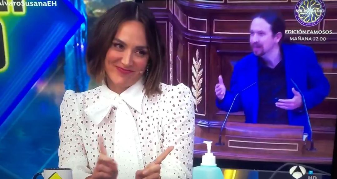 Tamara Falcó le mandó un mensaje a Pablo Iglesias en 'El Hormiguero' Tamara Falcó le mandó un mensaje a Pablo Iglesias en 'El Hormiguero'