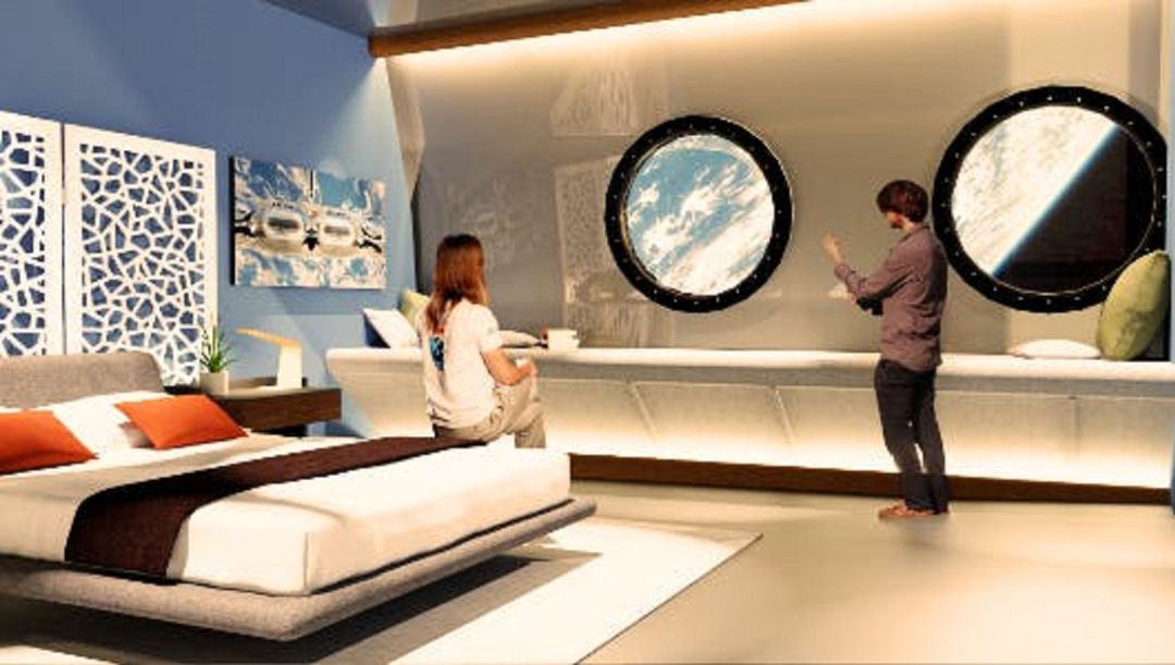 Modelo de una suite del hotel 'Voyager Station', con vistas al espacio Modelo de una suite del hotel 'Voyager Station', con vistas al espacio