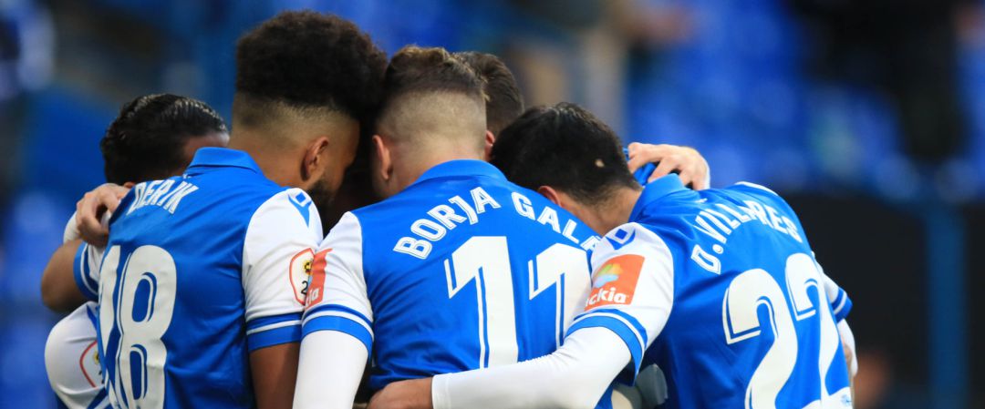 Los jugadores del Deportivo celebrando un gol Los jugadores del Deportivo celebrando un gol