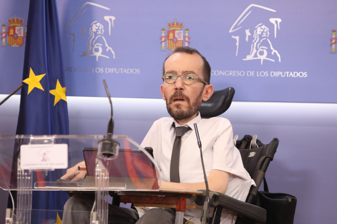 El portavoz de Unidas Podemos en el Congreso, Pablo Echenique, interviene en una rueda de prensa posterior a una Junta de Portavoces en el Congreso de los Diputados, en Madrid, a 9 de marzo de 2021. El portavoz de Unidas Podemos en el Congreso, Pablo Echenique, interviene en una rueda de prensa posterior a una Junta de Portavoces en el Congreso de los Diputados, en Madrid, a 9 de marzo de 2021.