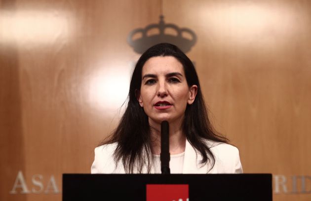La portavoz de Vox, Rocío Monasterio, comparece en rueda de prensa después de una reunión de la Junta de Portavoces de la Asamblea de Madrid tras el anuncio regional de la convocatoria de elecciones. La portavoz de Vox, Rocío Monasterio, comparece en rueda de prensa después de una reunión de la Junta de Portavoces de la Asamblea de Madrid tras el anuncio regional de la convocatoria de elecciones.
