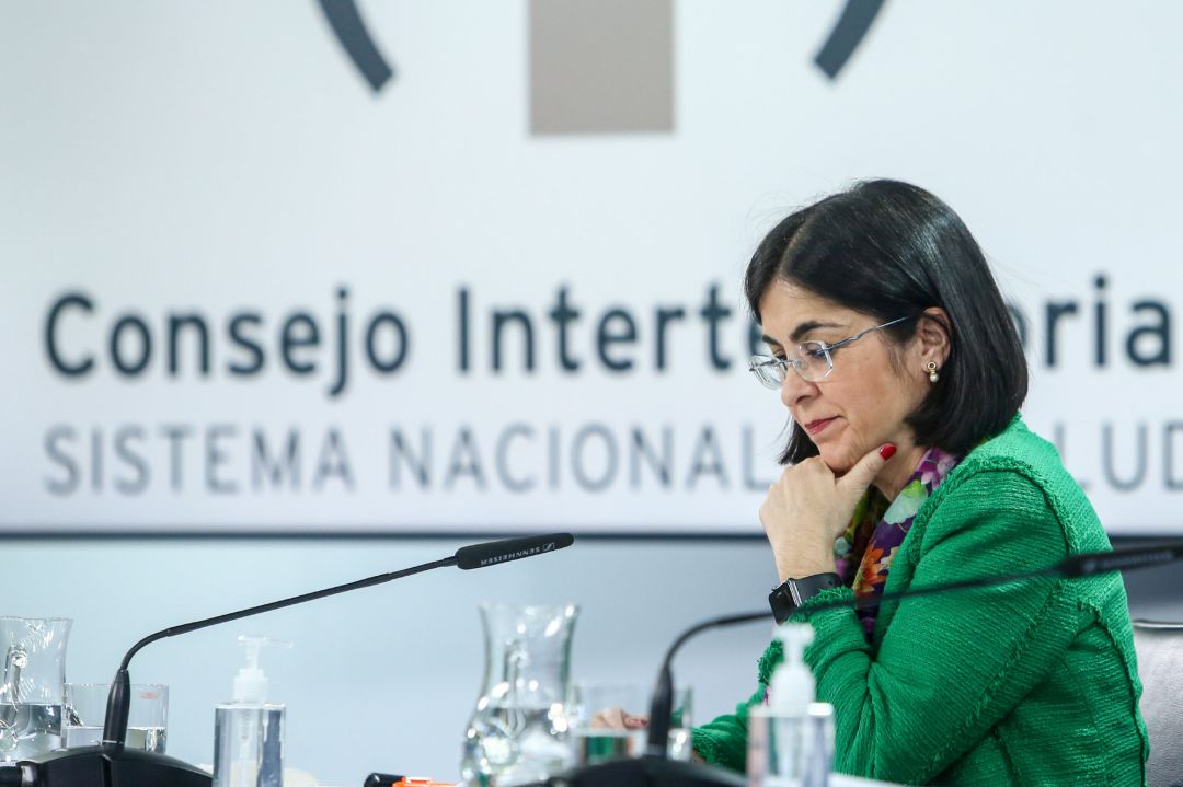 La ministra de Sanidad, Carolina Darias, durante una rueda de prensa tras la reunión del Consejo Interterritorial del Sistema Nacional de Salud. La ministra de Sanidad, Carolina Darias, durante una rueda de prensa tras la reunión del Consejo Interterritorial del Sistema Nacional de Salud.