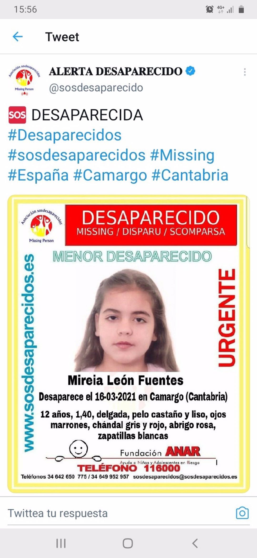 Cartel de SOS Desaparecidos en Twitter Cartel de SOS Desaparecidos en Twitter