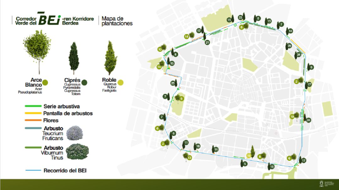 Mapa de plantaciones y el recorrido del BEI Mapa de plantaciones y el recorrido del BEI