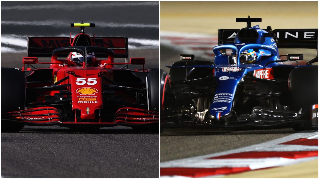 Carlos Sainz y Fernando Alonso, en el circuito en Shakir Carlos Sainz y Fernando Alonso, en el circuito en Shakir