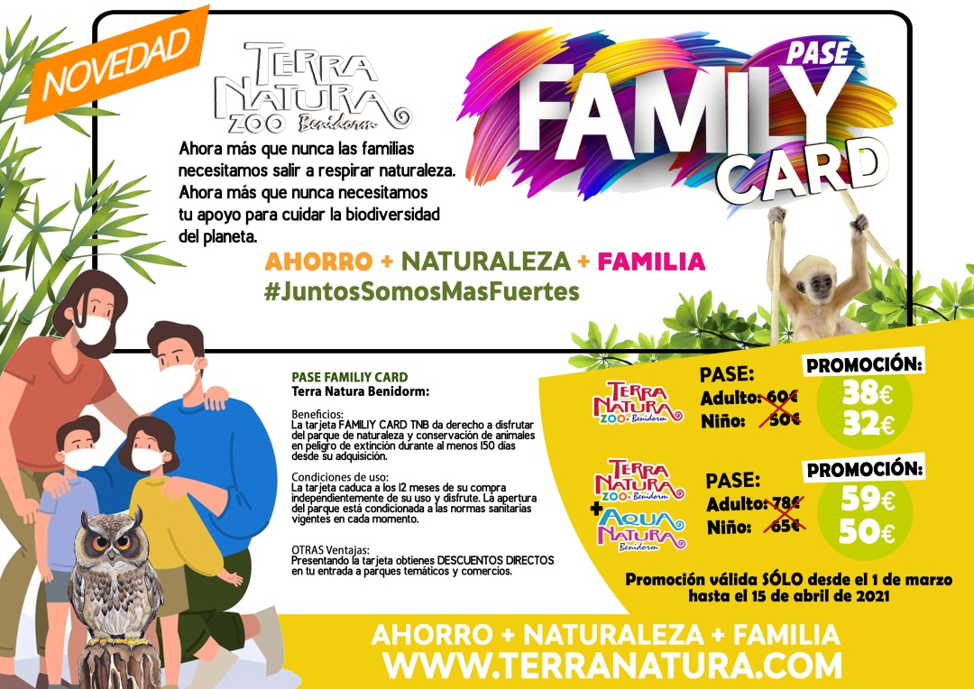 Información sobre el pase Family Card de Terra Natura Benidorm Información sobre el pase Family Card de Terra Natura Benidorm